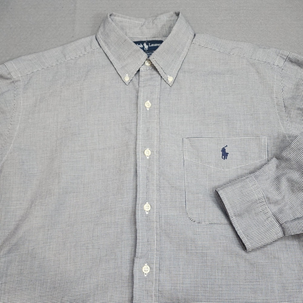 Polo Ralph Lauren Button Down Shirt Blue Gingham‎ Check Long Sleeve Men's Sz XL